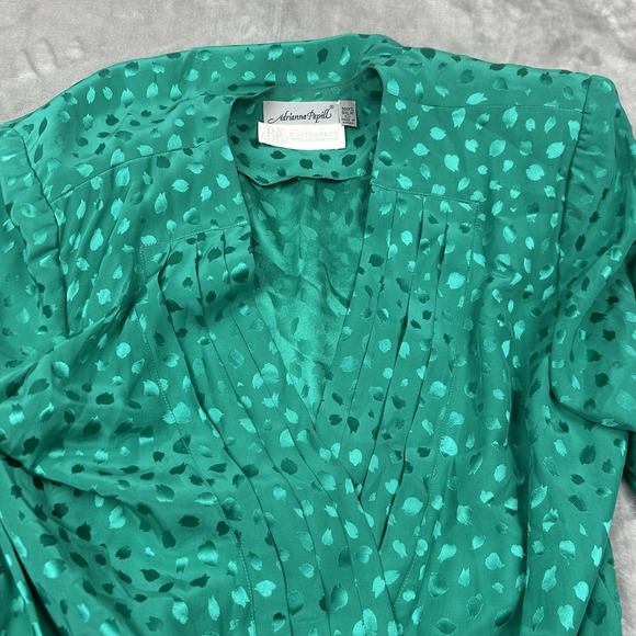 Vtg Adrianna Papell  Silk Blouse Women's 12  peplum style green see measurements - Picture 10 of 12